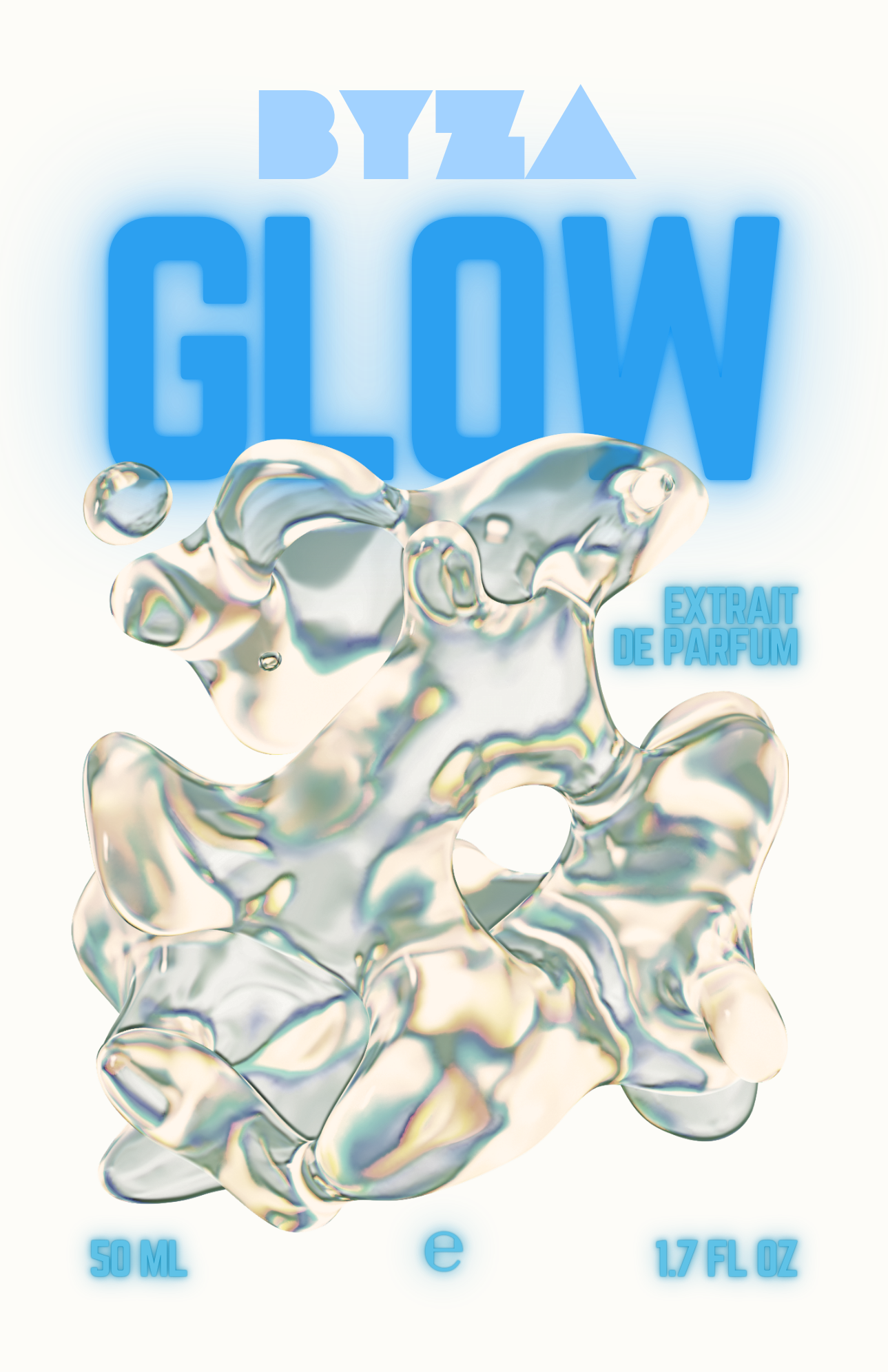 BYZA Glow perfume label, fragrance inspired by Kilian Blue Moon Ginger Dash
