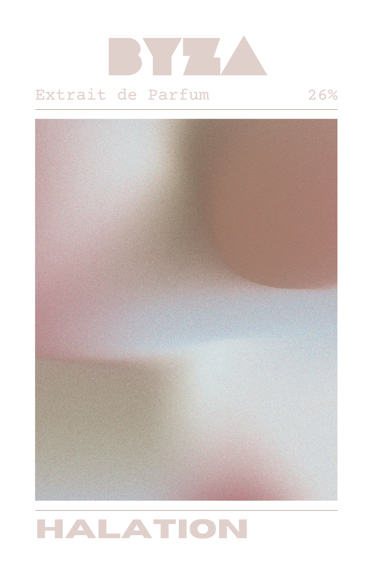 BYZA Halation perfume label, fragrance inspired by Essential Parfums Bois Impérial