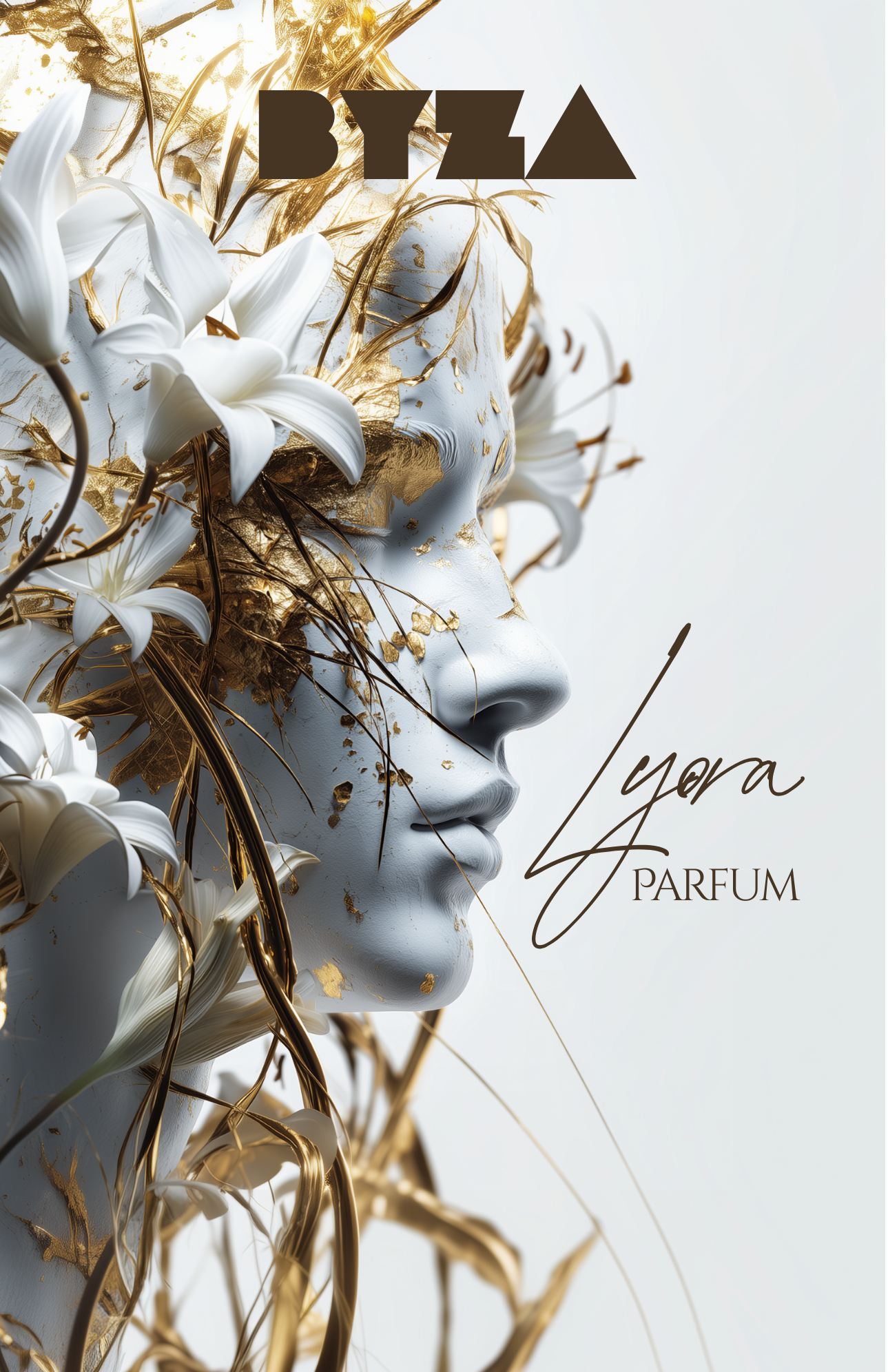 BYZA Lyora perfume label, fragrance inspired by Hermes Barenia