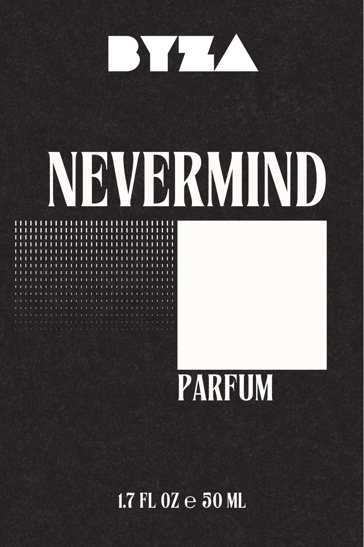 BYZA Nevermind perfume label, fragrance inspired by Phlur Heavy Cream