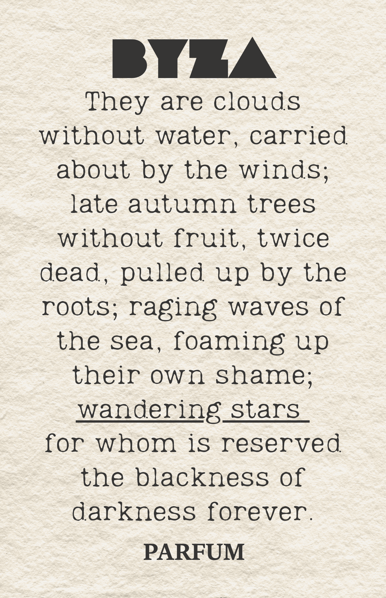 BYZA Wandering Star perfume label, fragrance inspired by Xerjoff Star Musk