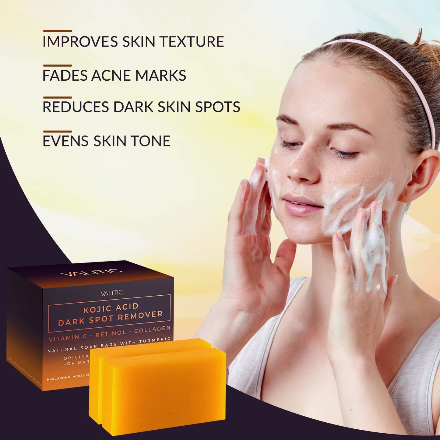 Turmeric Soap Kojic Acid Cleanser with Collagen, Retinol and Vitamin C