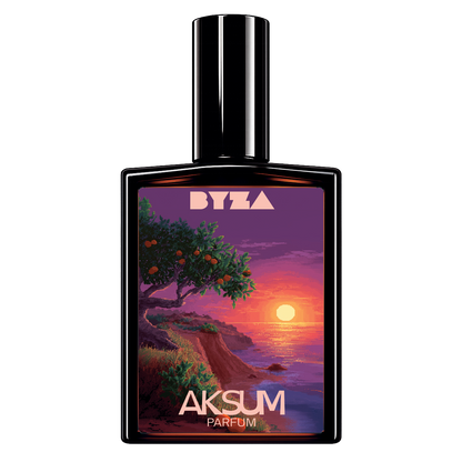 BYZA Aksum parfum bottle, fragrance inspired by Byredo Bal d'Afrique
