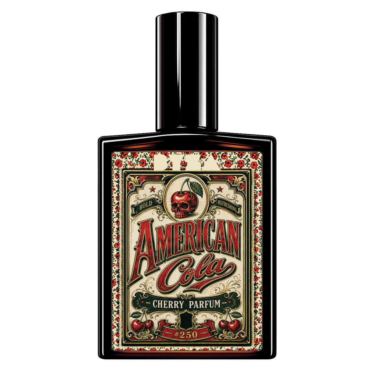 BYZA American Cola parfum bottle with red cola-inspired label artwork for a Mancera Tonka Cola-inspired fragrance.