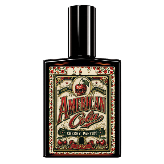BYZA American Cola parfum bottle with red cola-inspired label artwork for a Mancera Tonka Cola-inspired fragrance.