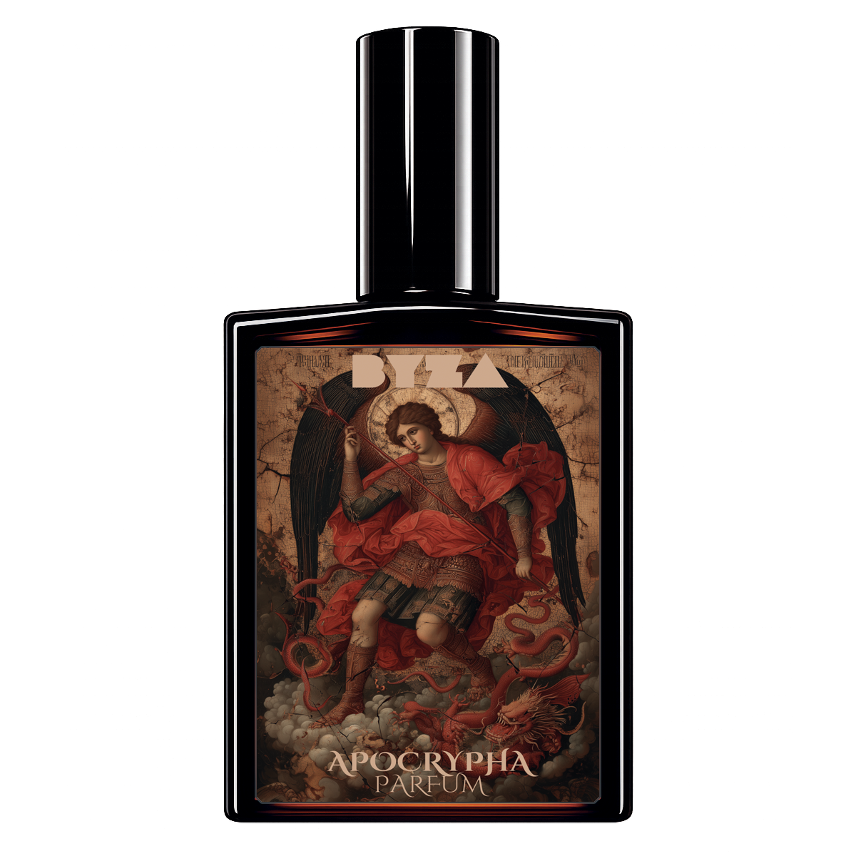 BYZA Apocrypha parfum bottle, fragrance inspired by Boadicea The Victorious Complex