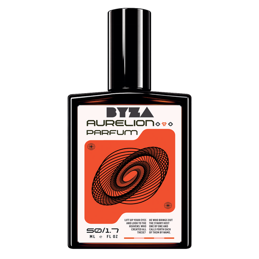 BYZA Aurelion parfum bottle, fragrance inspired by Initio Oud for Greatness