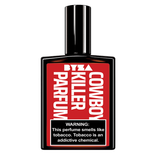 BYZA Cowboy Killer parfum bottle, fragrance inspired by Mancera Red Tobacco