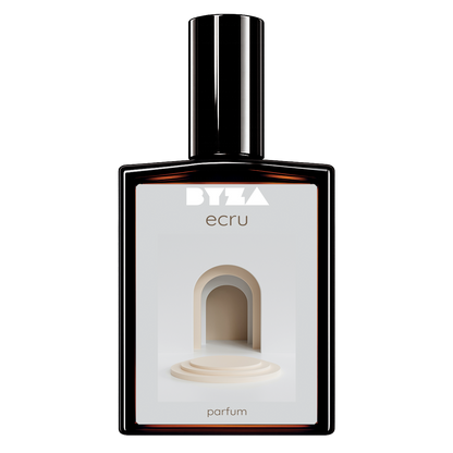 BYZA Ecru parfum bottle, fragrance inspired by Kayali The Wedding Silk Santal 36