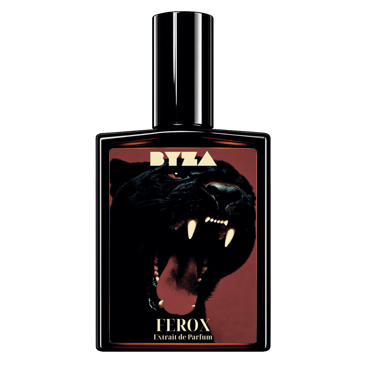 BYZA Ferōx parfum bottle, fragrance inspired by Guerlain Cuir Intense