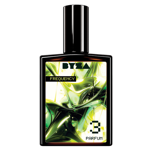 BYZA Frequency³ parfum bottle, fragrance inspired by Sospiro Vibrato