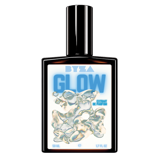 BYZA Glow parfum bottle, fragrance inspired by Kilian Blue Moon Ginger Dash