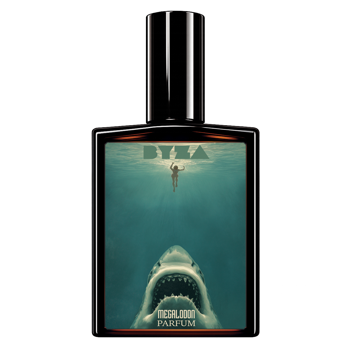 BYZA Megalodon parfum bottle, fragrance inspired by Orto Parisi Megamare Top