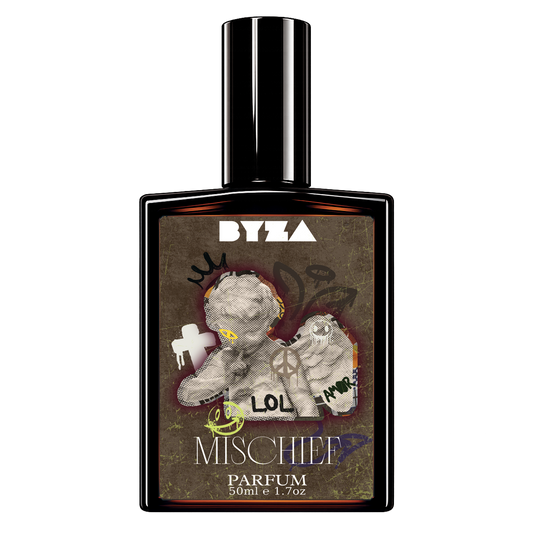 BYZA Mischief parfum bottle, fragrance inspired by Byredo Sellier