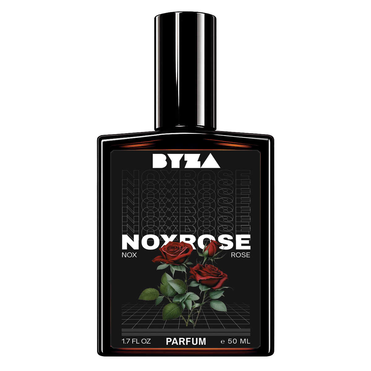 BYZA Noxrose parfum bottle, fragrance inspired by LV Matiere Noir