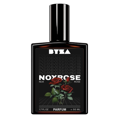 BYZA Noxrose parfum bottle, fragrance inspired by LV Matiere Noir