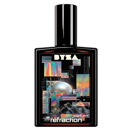 BYZA Refraction parfum bottle, fragrance inspired by Mind Games Blockade