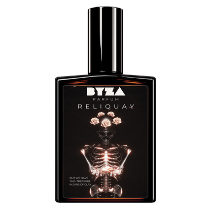 BYZA Reliquay parfum bottle, fragrance inspired by Amouage Guidance