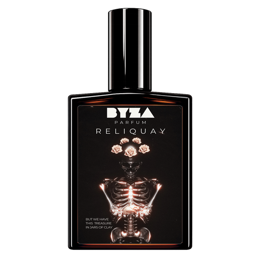 BYZA Reliquay parfum bottle, fragrance inspired by Amouage Guidance