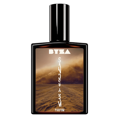 BYZA Sandstorm parfum bottle, fragrance inspired by Stephanie Humbert Lucas 777 Sand Dance