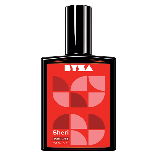 BYZA Sheri parfum bottle, fragrance inspired by Sospiro Maraschino