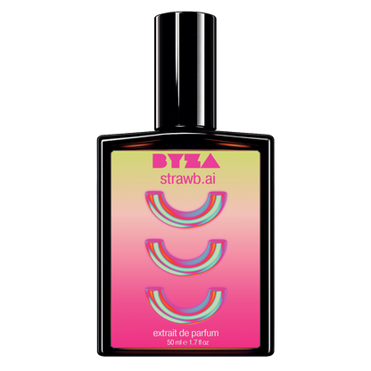 BYZA Strawb.AI parfum bottle, fragrance inspired by Phlur Strawberry Letter