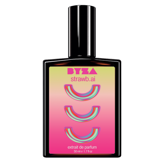 BYZA Strawb.AI parfum bottle, fragrance inspired by Phlur Strawberry Letter