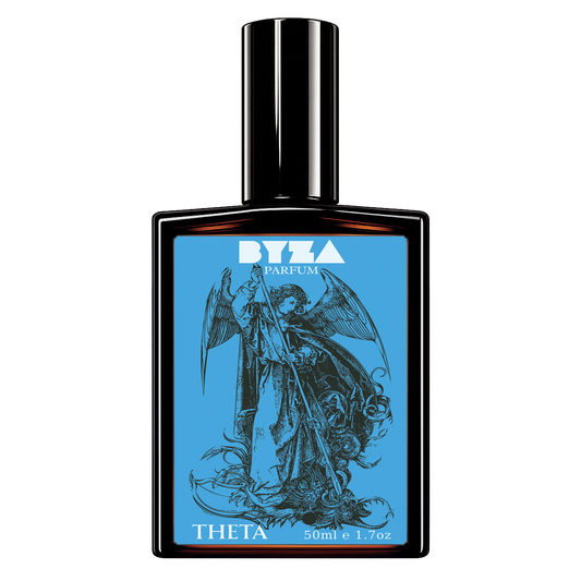 BYZA Theta parfum bottle, fragrance inspired by Rosendo Mateu No 5