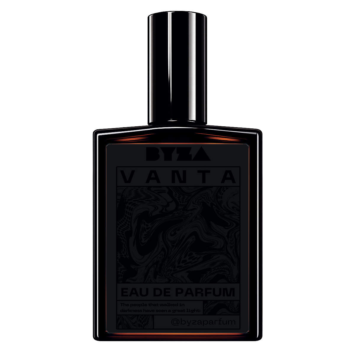 BYZA Vanta parfum bottle, fragrance inspired by Nasomatto Black Afgano