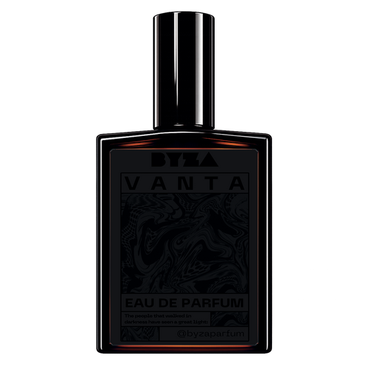 BYZA Vanta parfum bottle, fragrance inspired by Nasomatto Black Afgano