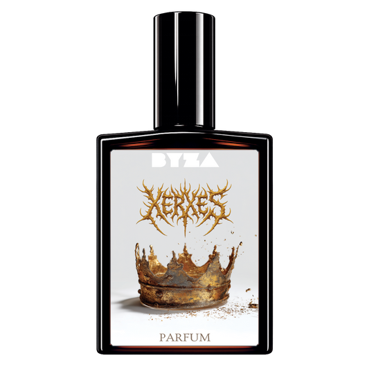 BYZA Xerxes parfum bottle, fragrance inspired by Argos Triumph Of Bacchus
